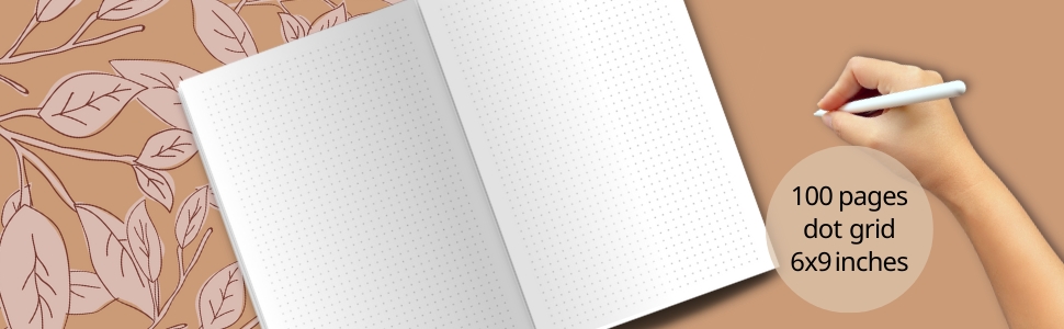 Dot Grid interior, leafy design journal, dotted lined journal